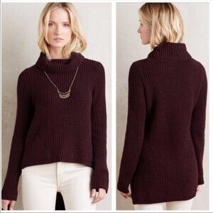Anthropologie Moth XS Turtleneck Sweater Burgundy Maroon Long Sleeve Top Cowl